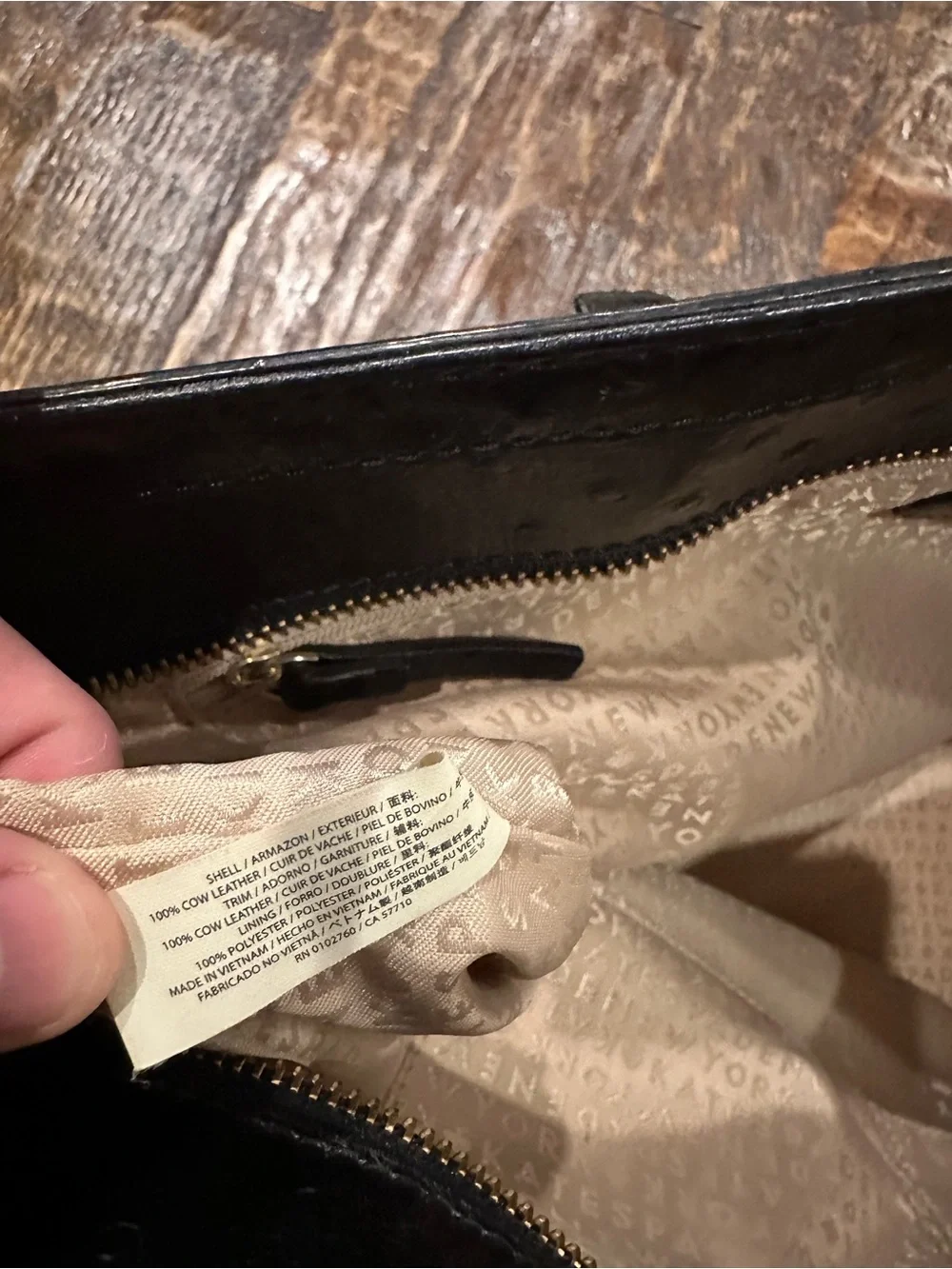 kate spade Valencia Road Harmony Black Ostrich-Texture Tote with Bow Trim